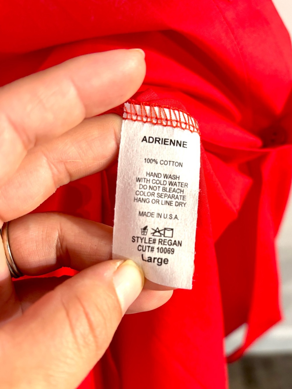 NWT Adrienne Regan Maxi Red Solid Full Button Shirt Dress Large - Picture 6 of 7